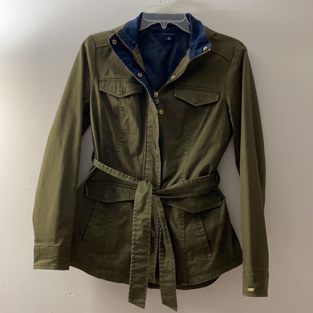 24. Tommy Hilfiger | Olive Green Utility Jacket with Hood